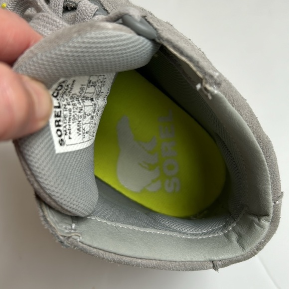 Sorel Out N About gray wedge sneaker lace up bootie waterproof suede leather up - Picture 12 of 16